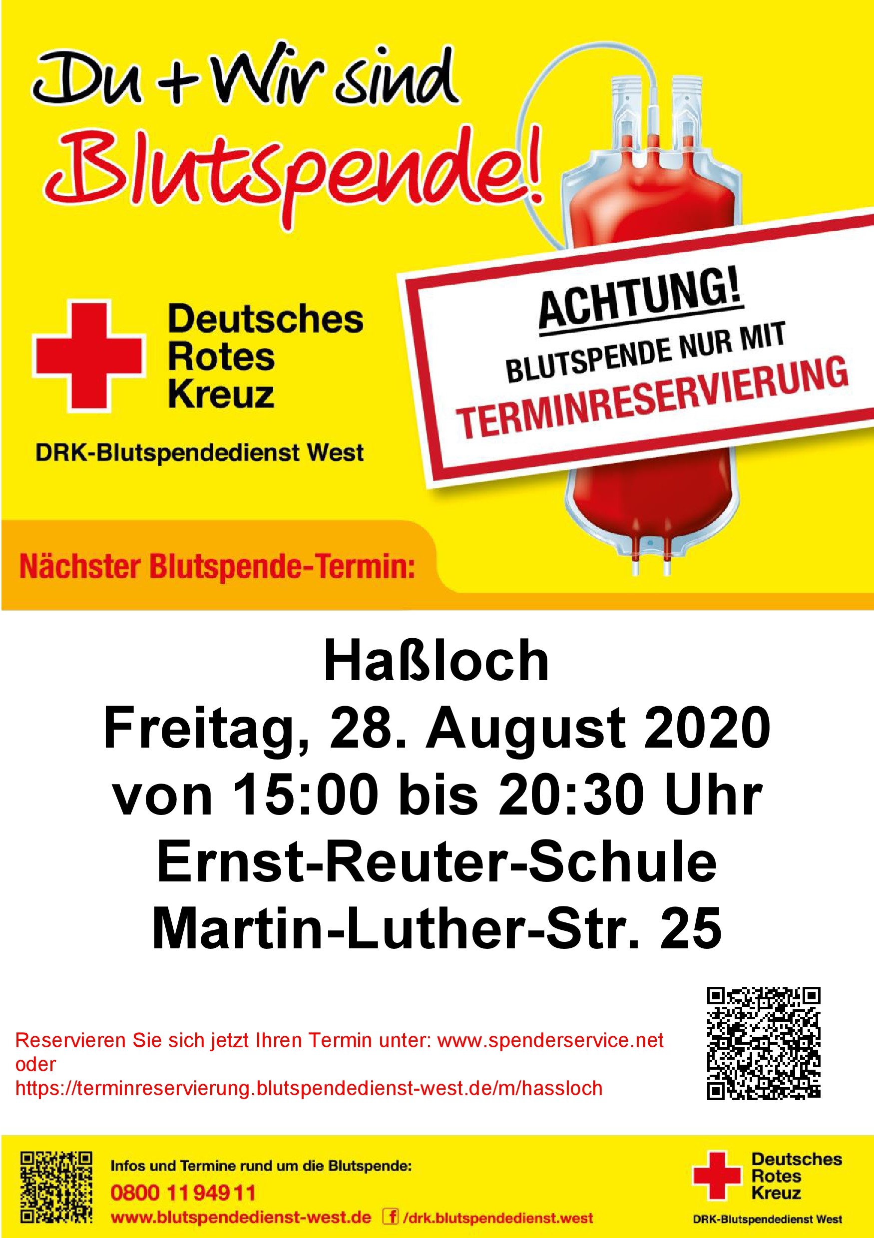 Blutspendeplakat 28.08.2020
